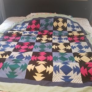 Vtg Handmade Ethnic Applique Patch Work Quilt Rill